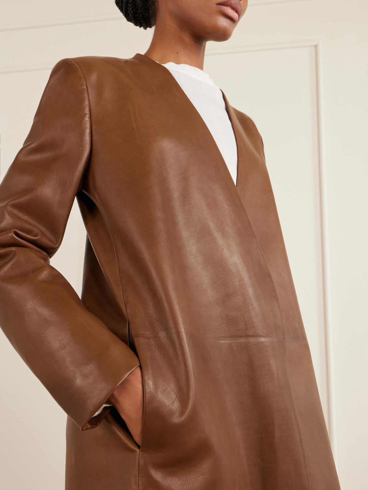 Clarisa Leather Knee-Lenght Coat