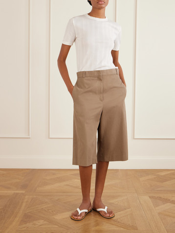 The Row Falk cotton and cashmere-blend drill knee-lenght shorts