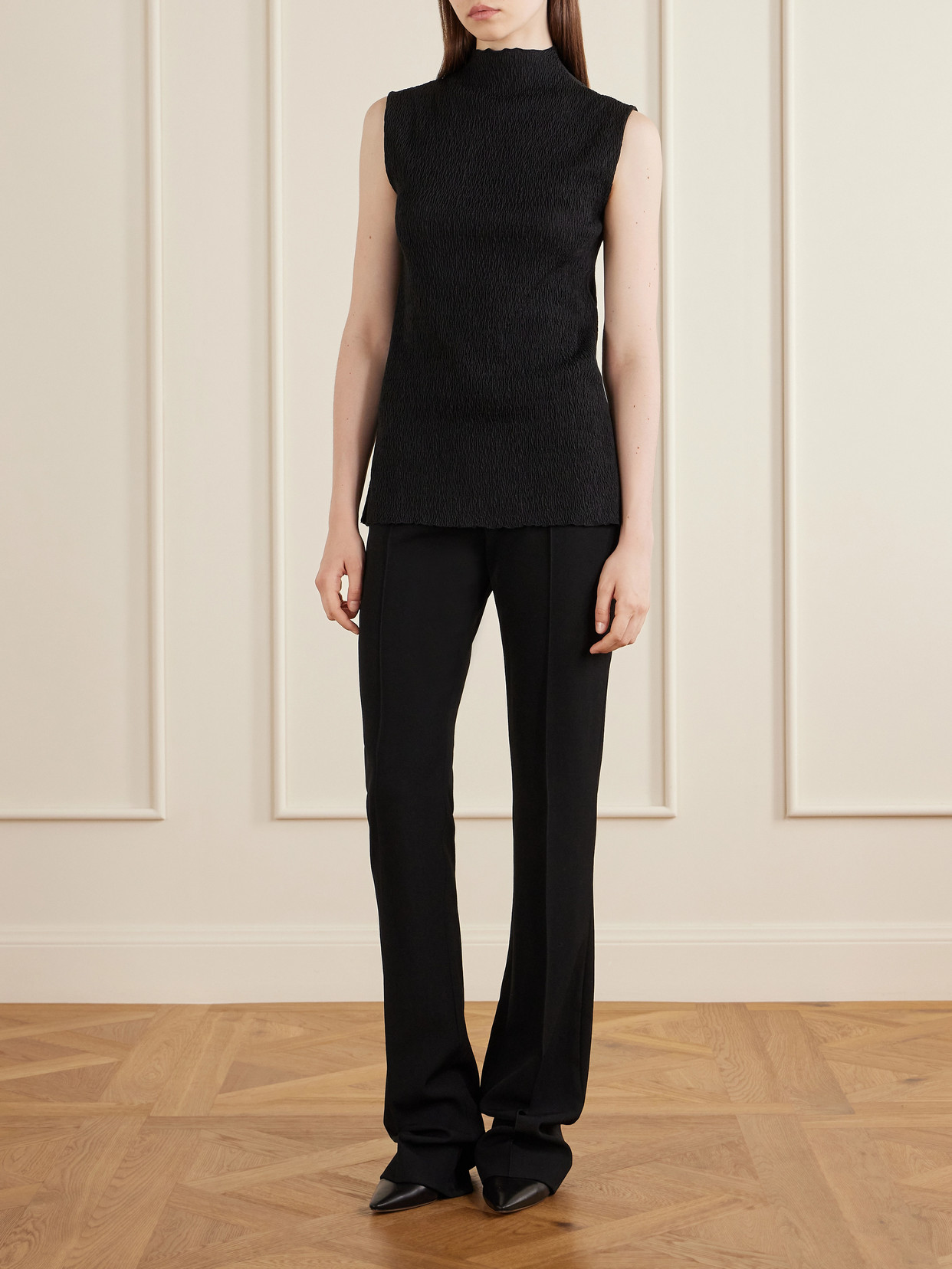 Oakson Silk Plissé Turleneck Sweater