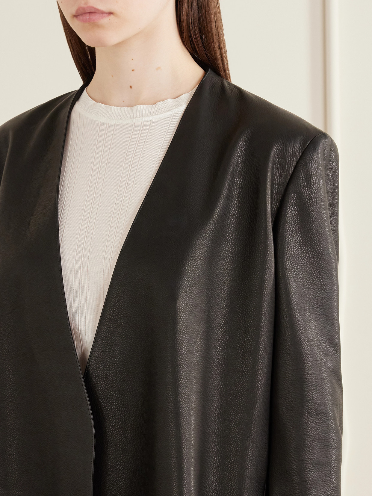 Clarisa Leather Knee-Length Coat