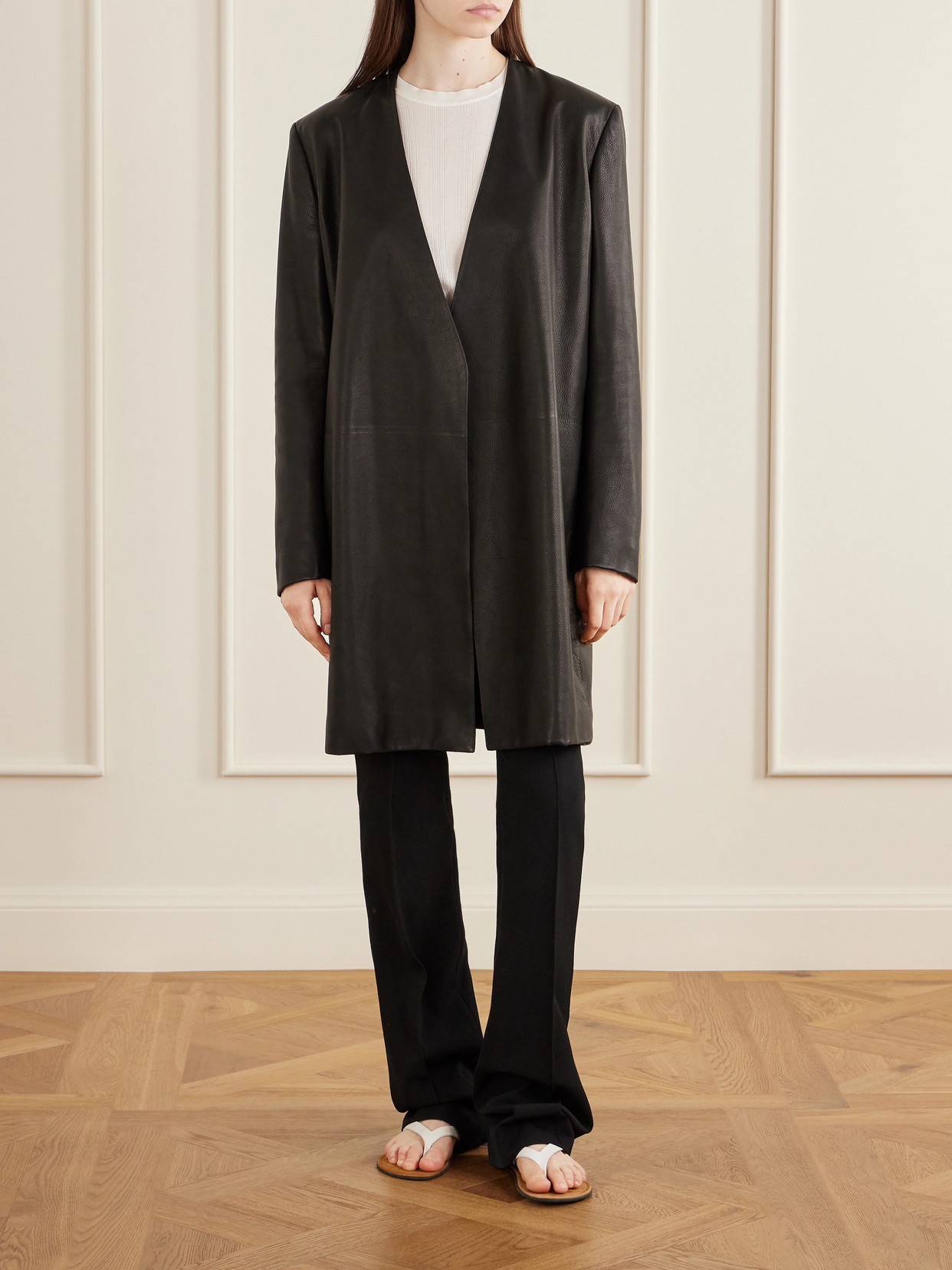 Clarisa Leather Knee-Length Coat