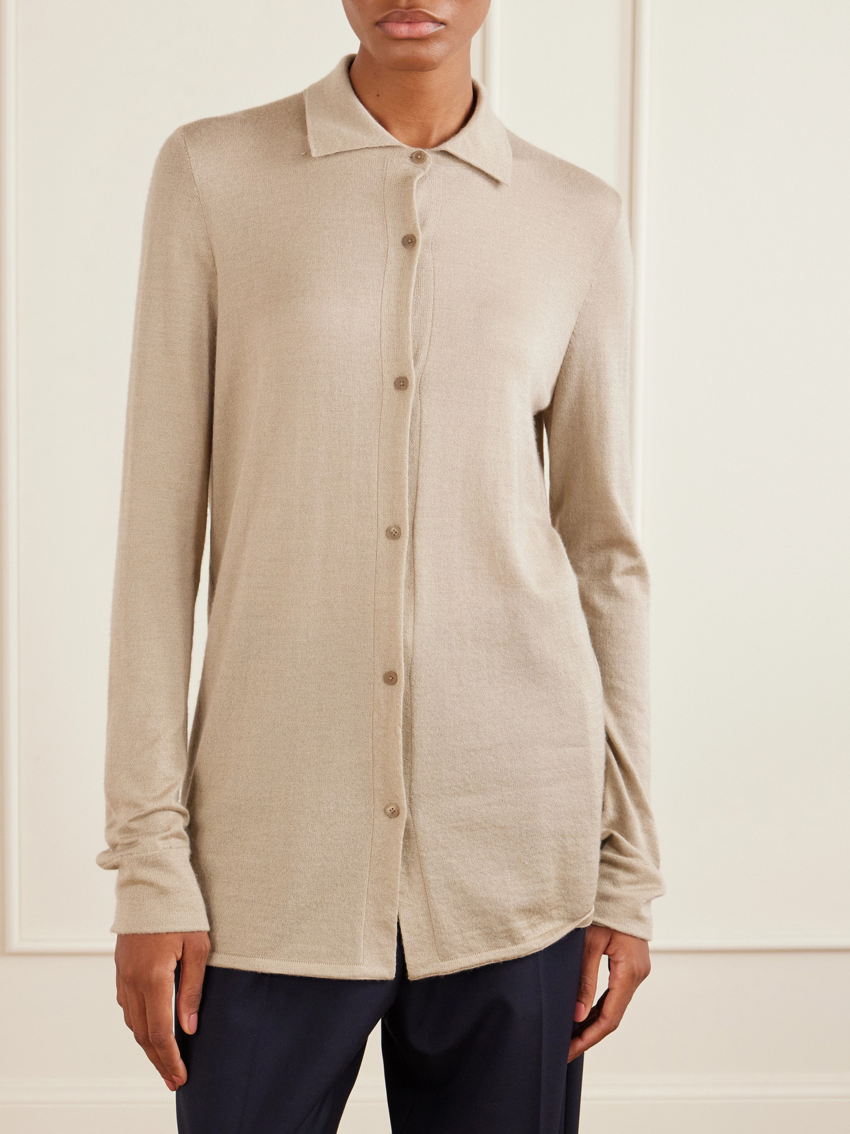 Ocari Cashmere And Silk-Blend Polo Knit