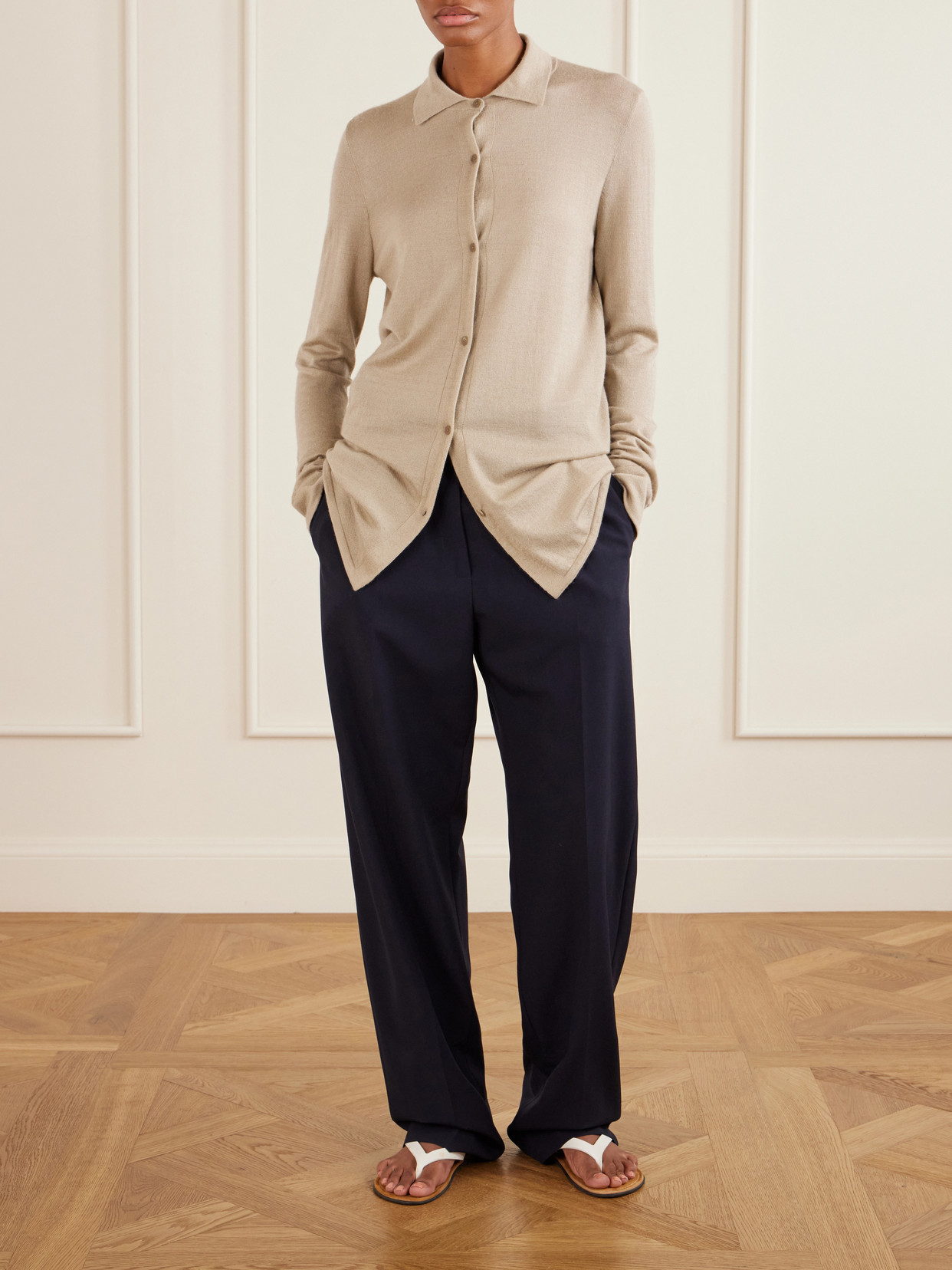 Ocari Cashmere And Silk-Blend Polo Knit