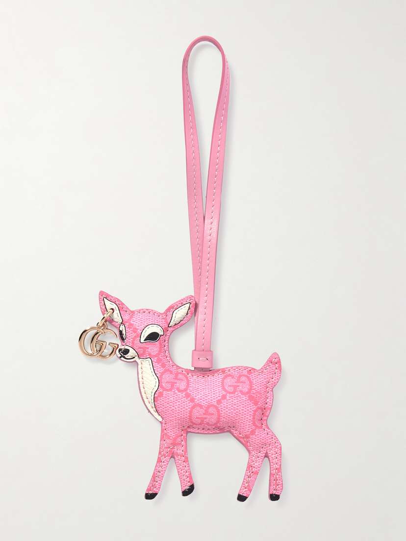 Gucci Embellished Leather-trimmed Coated-canvas Bag Charm