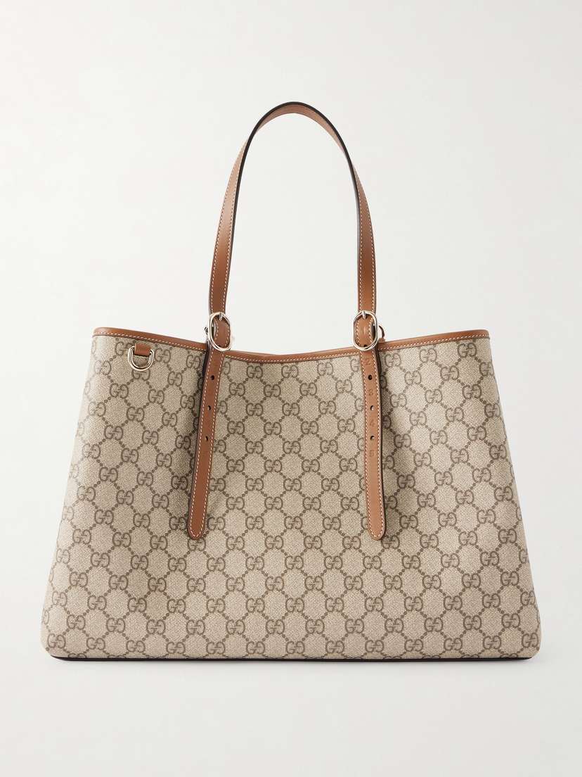 Gucci Gg Emblem Leather-trimmed Printed Coated-canvas Tote