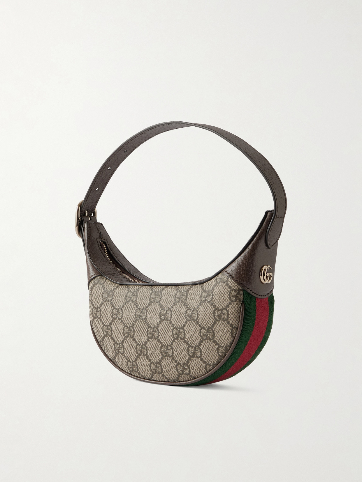 Ophidia Mini Webbing-Trimmed Textured-Leather And Printed Coated-Canvas Shoulder Bag