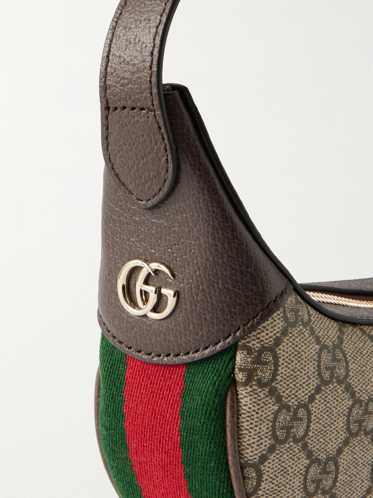 Ophidia Mini Webbing-Trimmed Textured-Leather And Printed Coated-Canvas Shoulder Bag