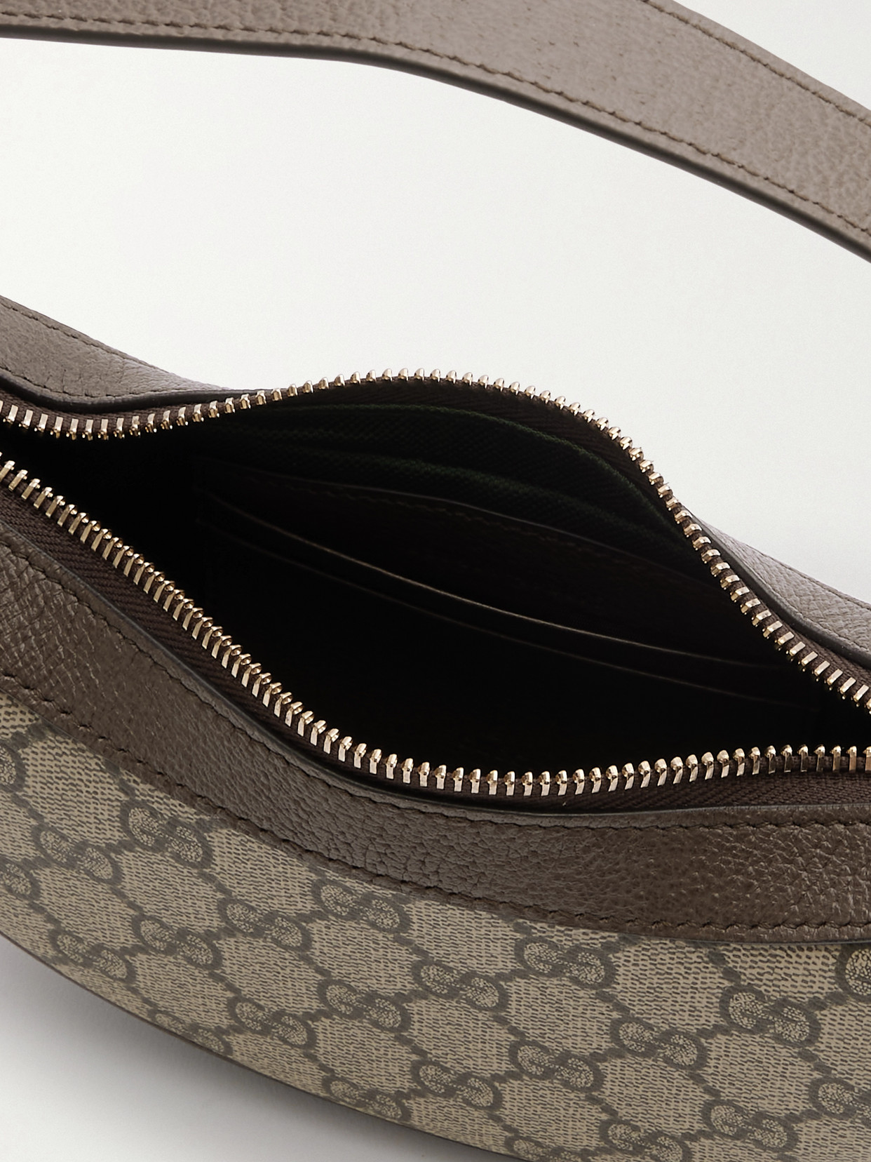Ophidia Mini Webbing-Trimmed Textured-Leather And Printed Coated-Canvas Shoulder Bag