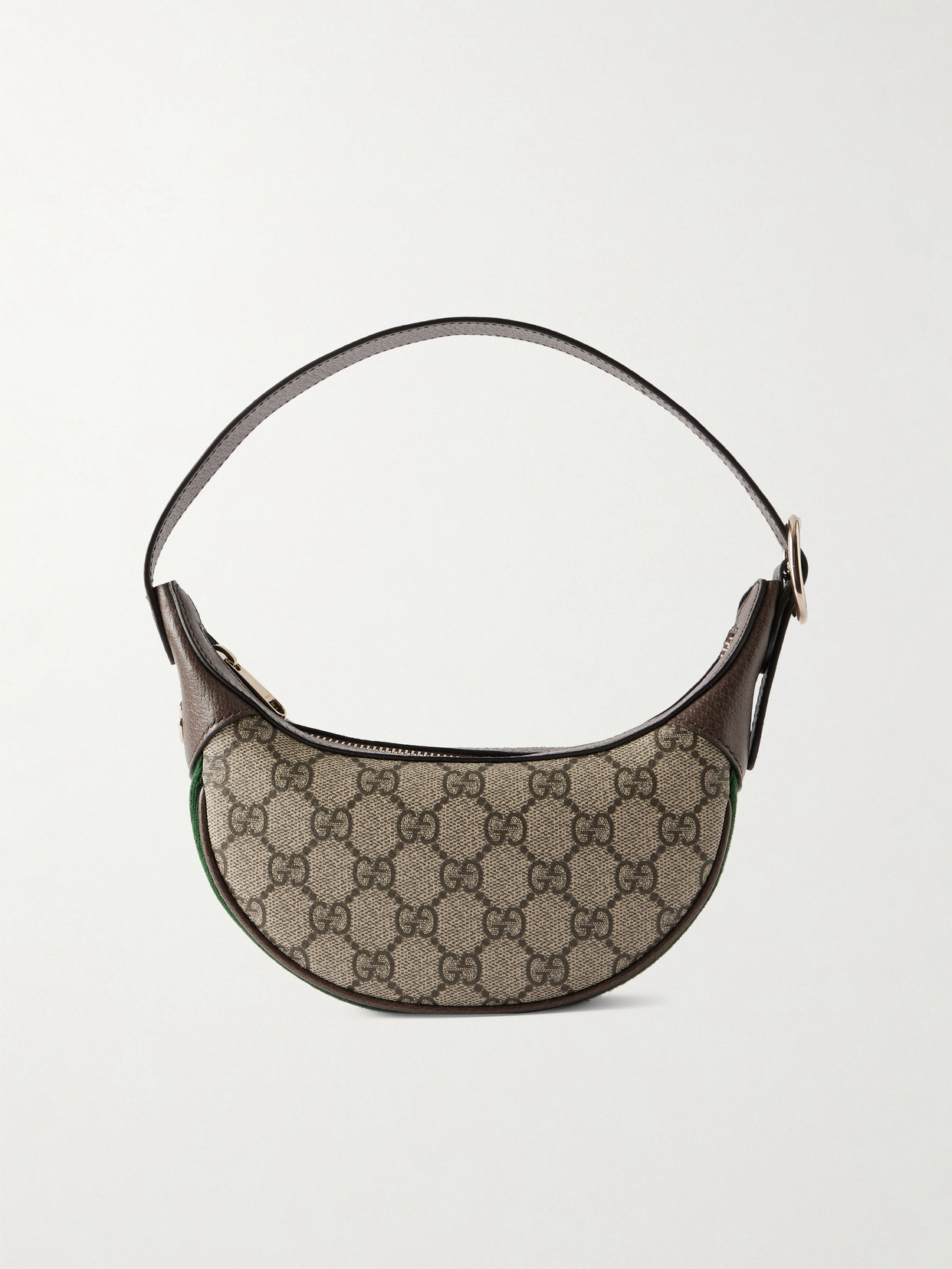 Ophidia Mini Webbing-Trimmed Textured-Leather And Printed Coated-Canvas Shoulder Bag