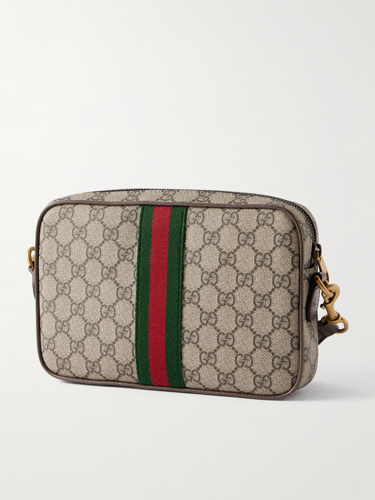 Ophidia Leather-Trimmed Coated Canvas-Jacquard Shoulder Bag