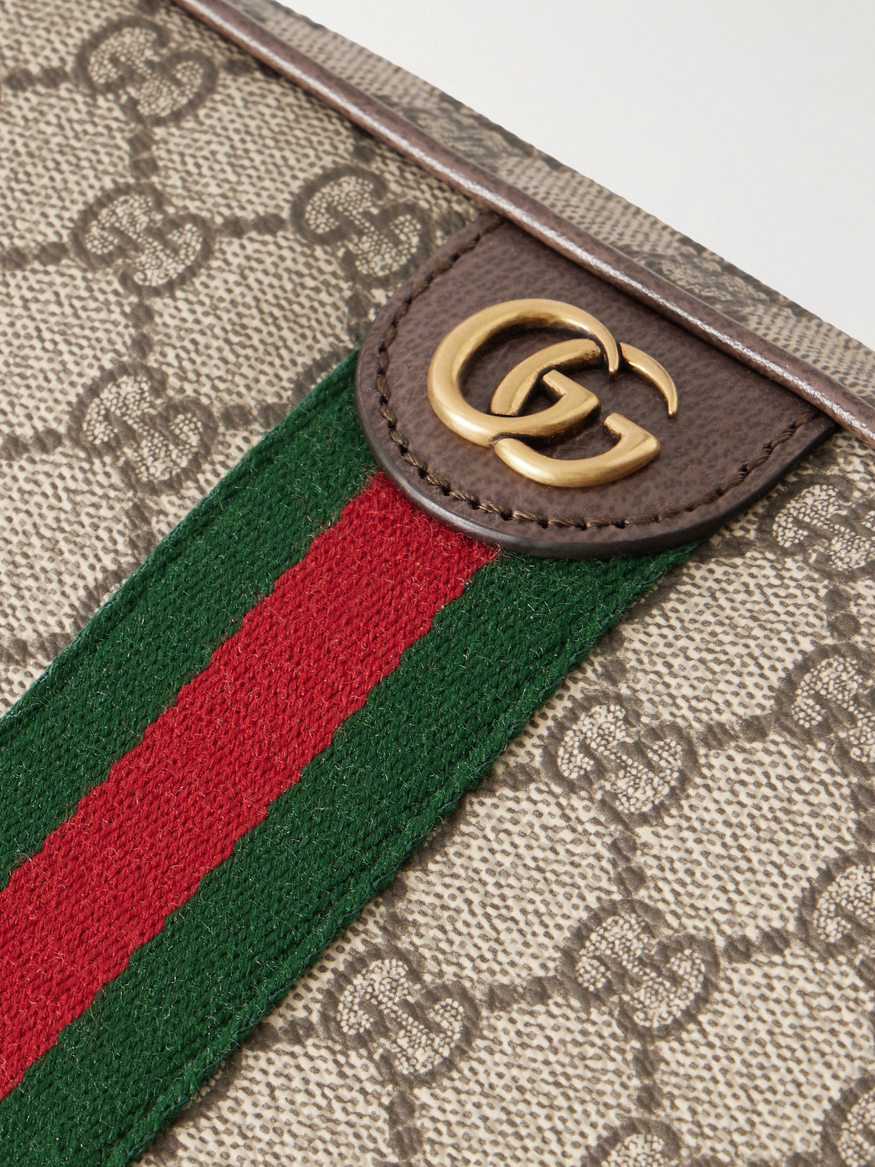 Ophidia Leather-Trimmed Coated Canvas-Jacquard Shoulder Bag