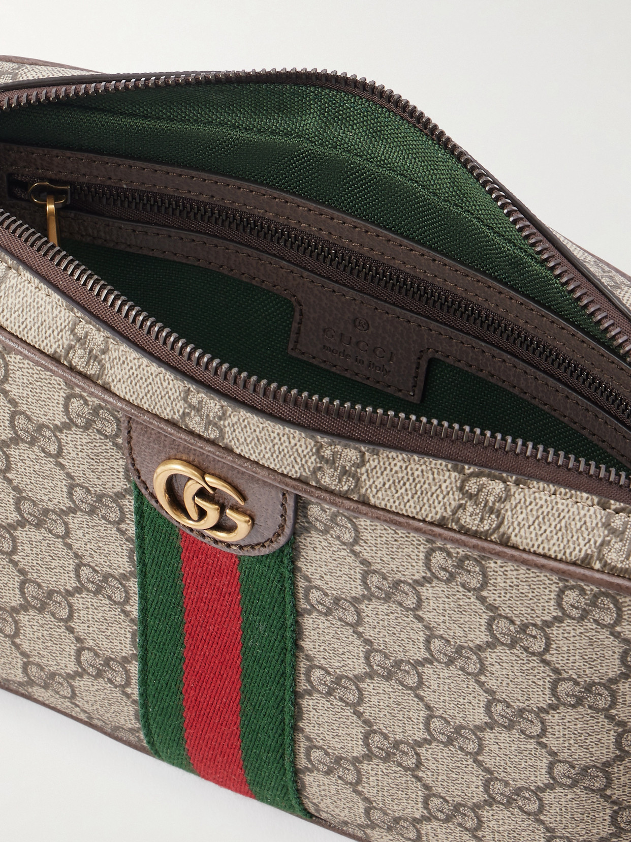 Ophidia Leather-Trimmed Coated Canvas-Jacquard Shoulder Bag