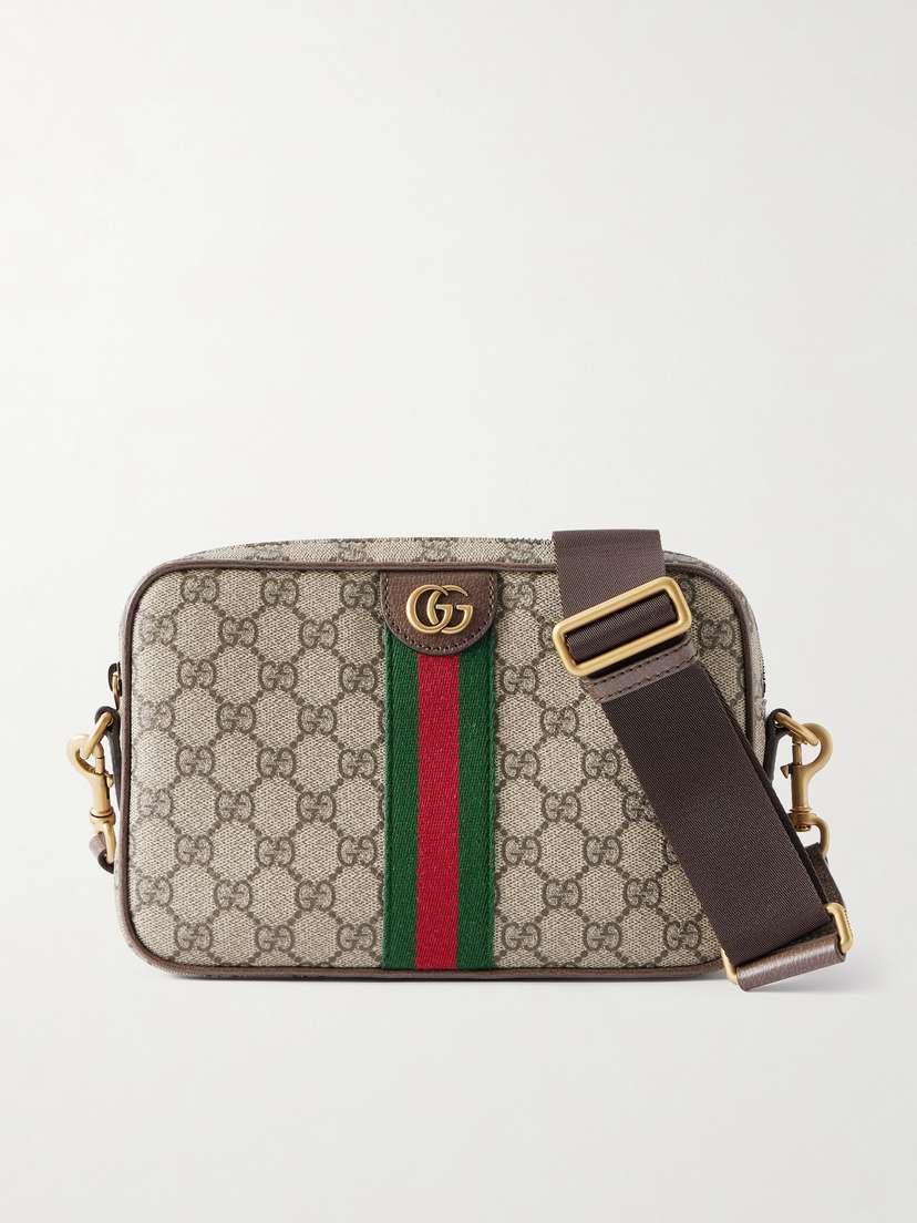 Gucci Ophidia Leather And Webbing-trimmed Printed Coated-canvas Shoulder Bag
