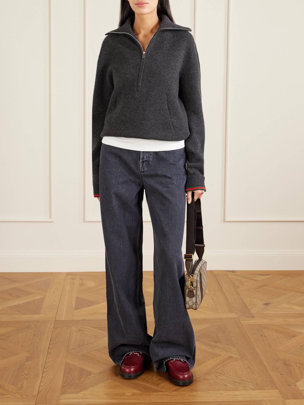 Ophidia Leather-Trimmed Coated Canvas-Jacquard Shoulder Bag