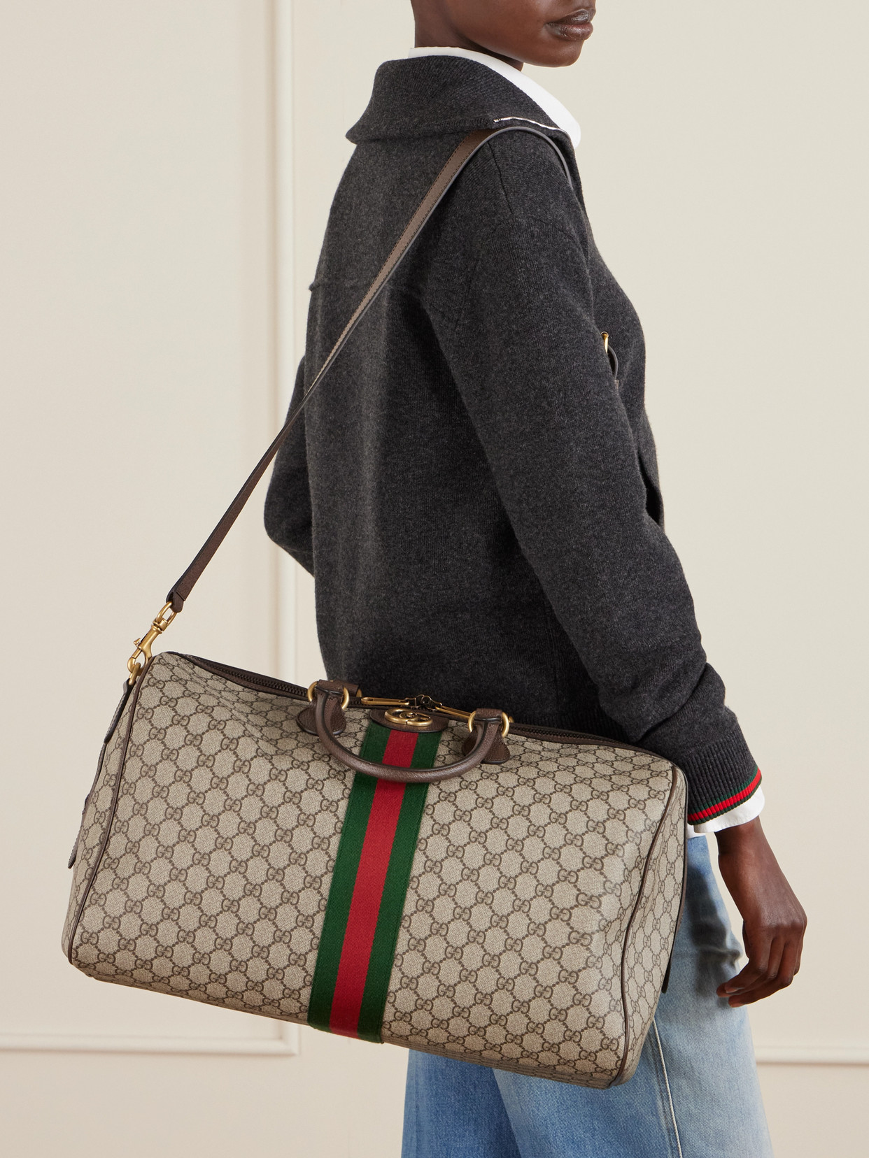 Savoy Leather And Webbing-Trimmed Printed Coated-Canvas Tote
