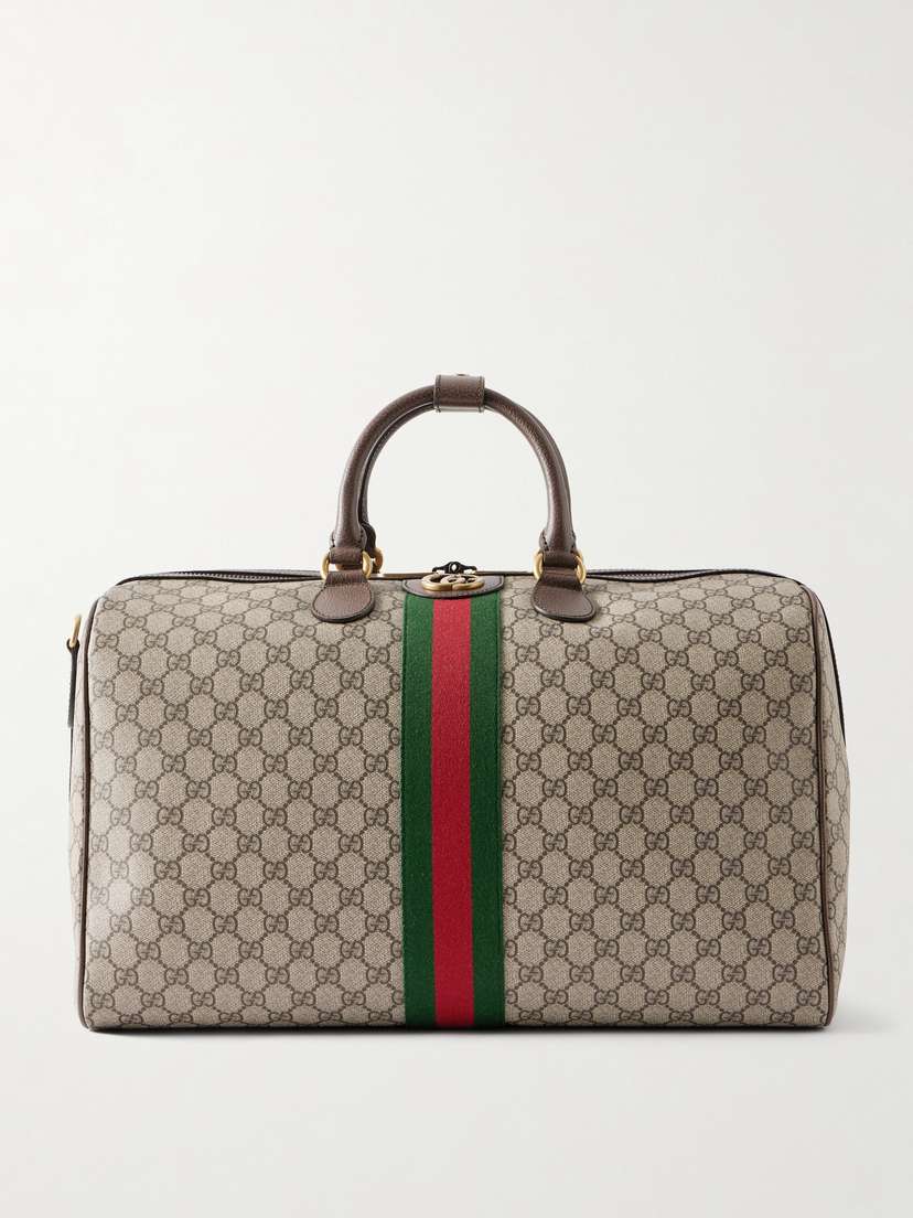 Gucci Savoy Leather And Webbing-trimmed Printed Coated-canvas Tote