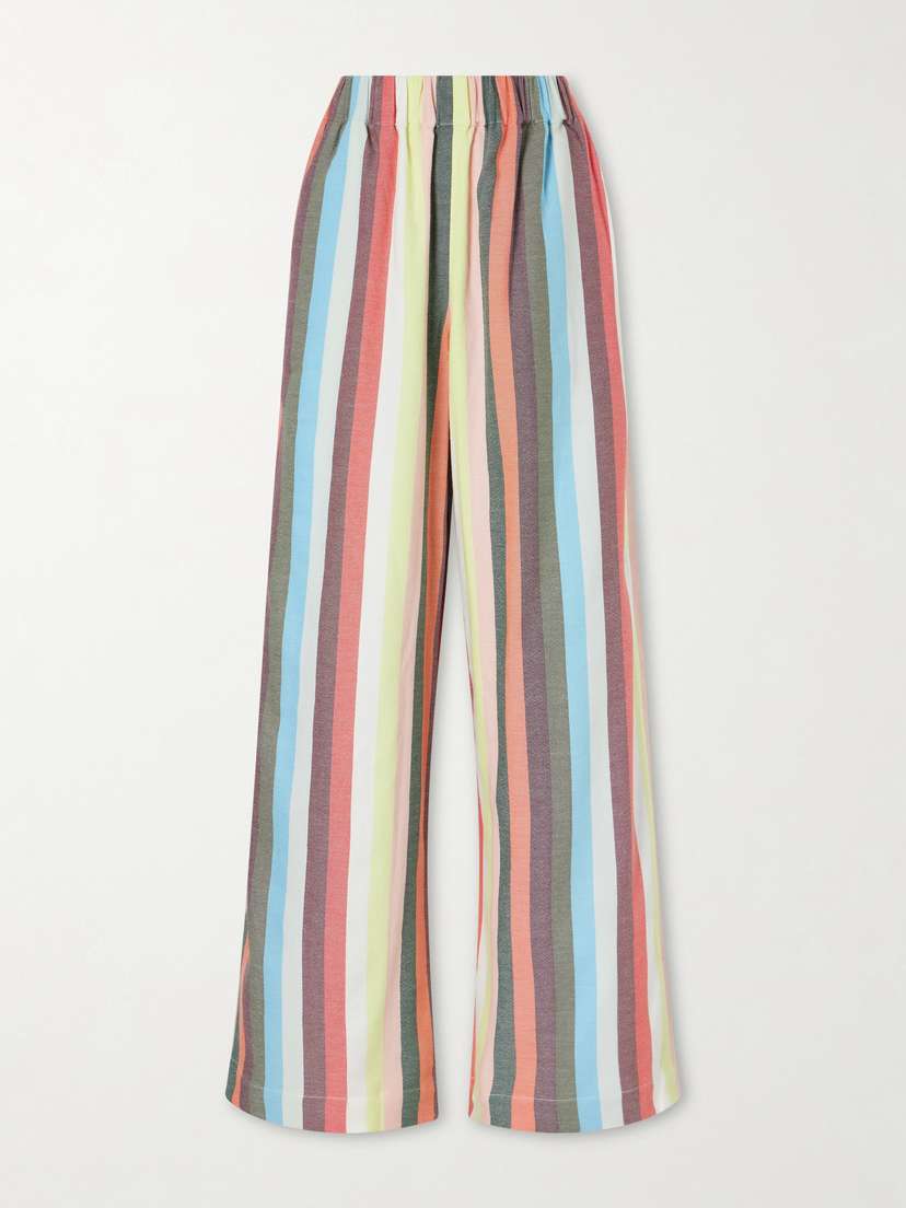 Marrakshi Life The Palazzo Striped Cotton Wide-leg Pants