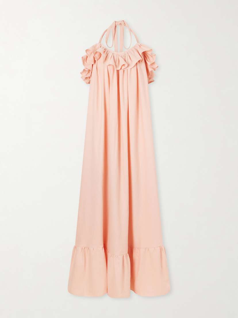 Marrakshi Life Ruffled Striped Cotton Maxi Dress