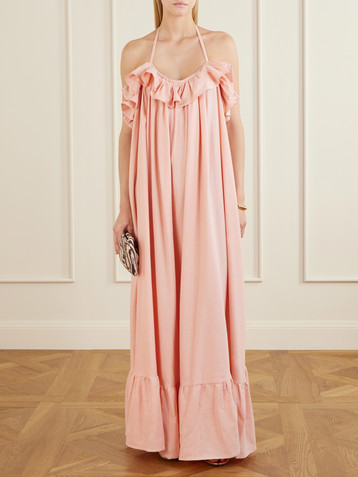 MARRAKSHI LIFE Ruffled striped cotton maxi dress