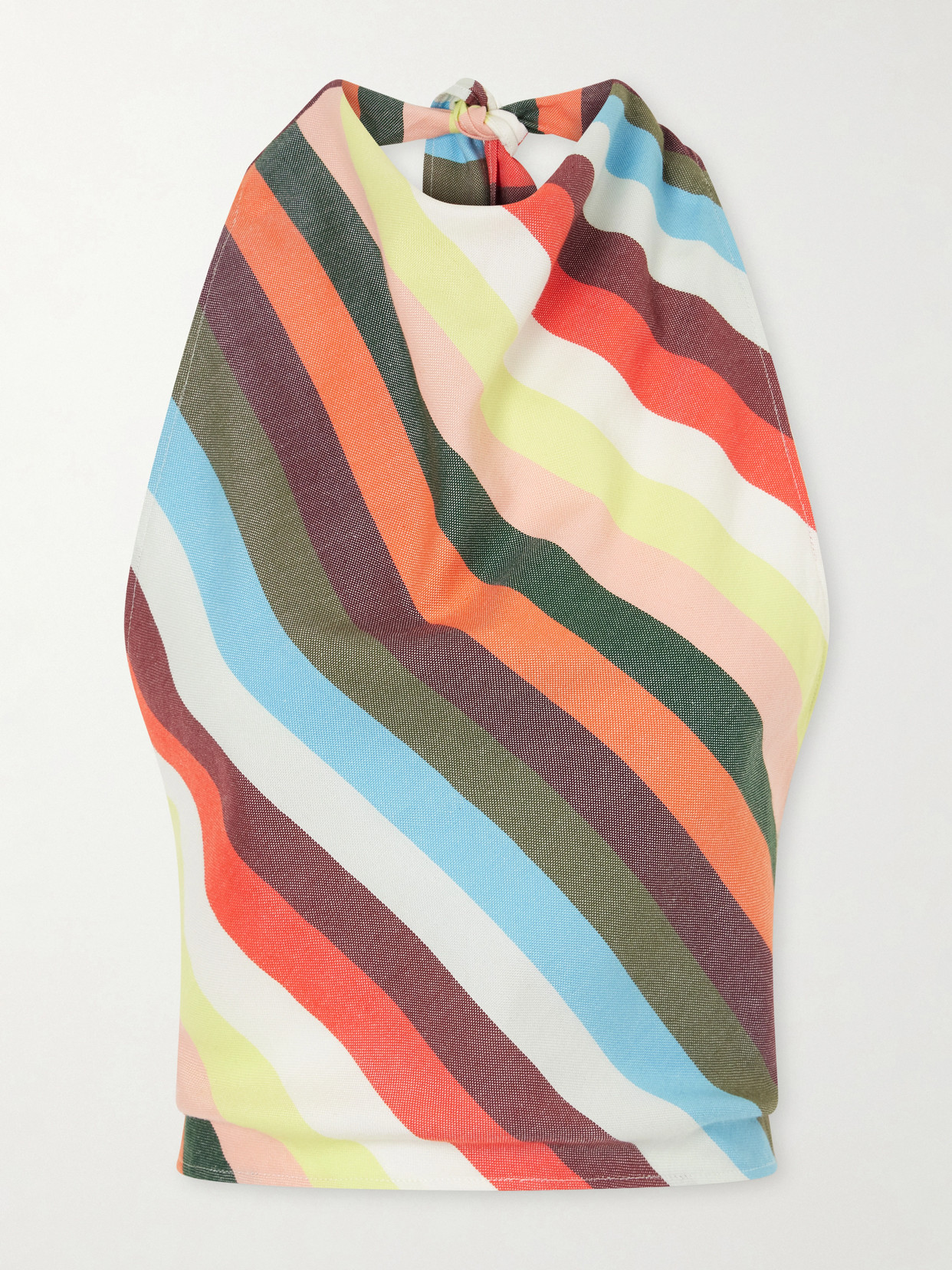 Marrakshi Life The Halterneck Striped Cotton Tank Top In Multi