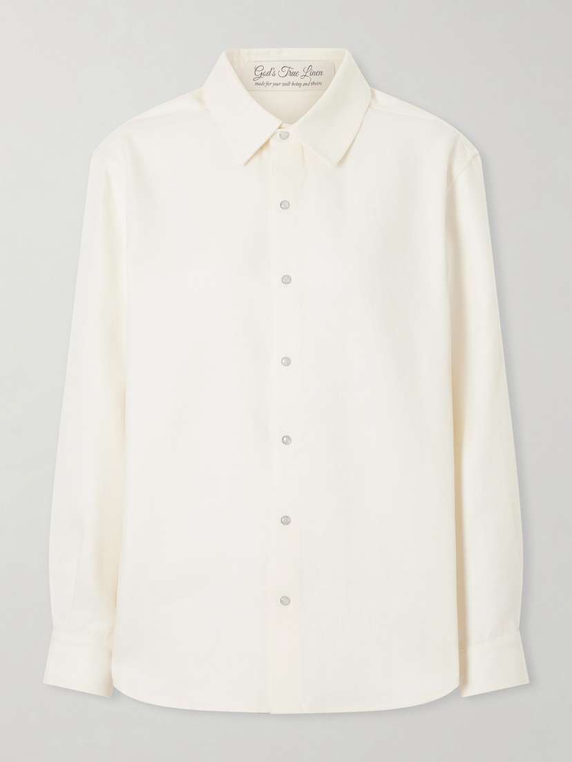 God’s True Cashmere Silver Solid Linen Shirt