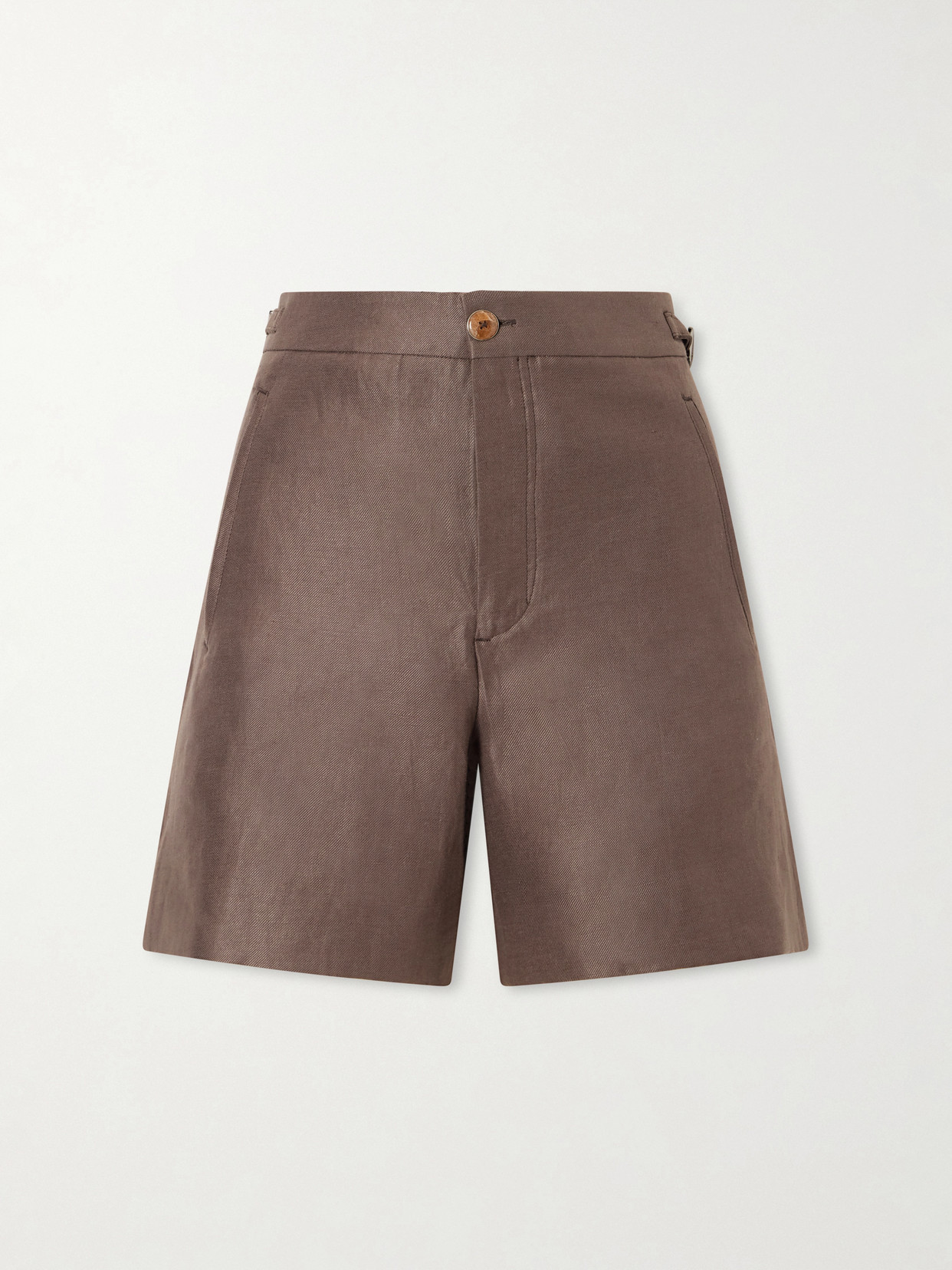 God's True Cashmere Cocoa Cropped Linen Shorts In Brown