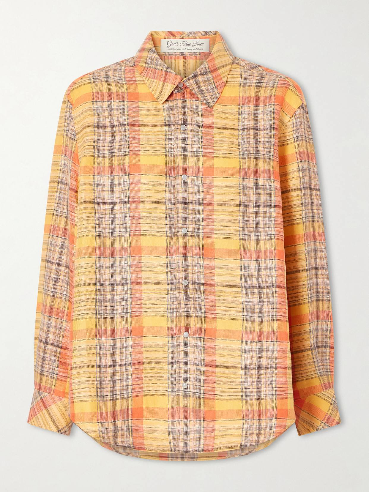 God's True Cashmere Twilight Checked Linen Shirt In Yellow