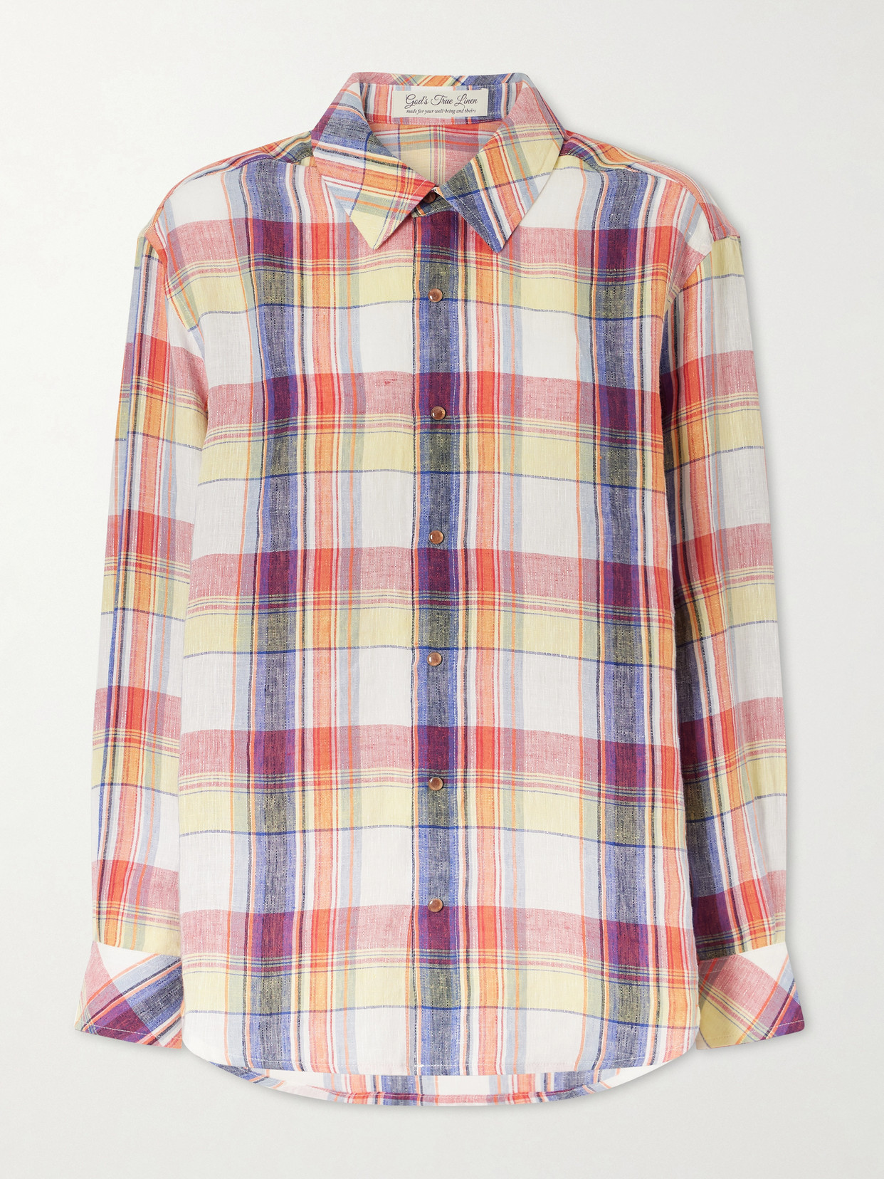 God's True Cashmere Daybreak Checked Linen Shirt In Multi