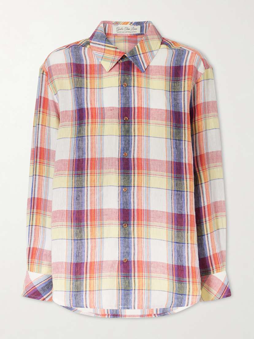 God’s True Cashmere Daybreak Checked Linen Shirt