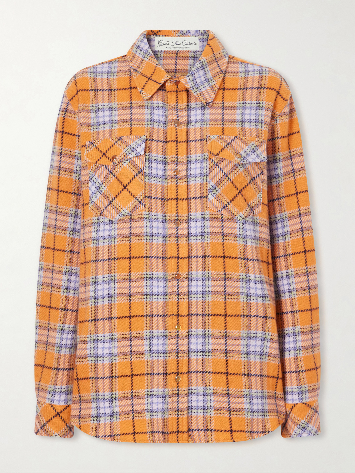God's True Cashmere Midnight Sun Checked Cashmere Shirt In Orange