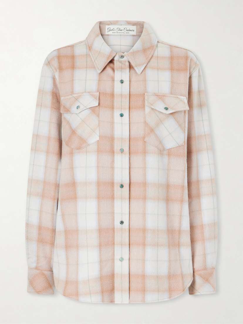 God’s True Cashmere Champagne Tartan Cashmere Shirt | Thumbnail 6