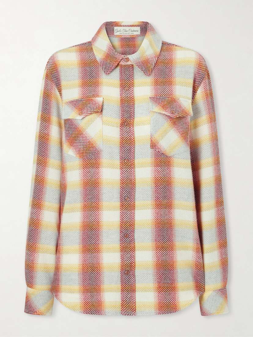 God’s True Cashmere Rose Blume Checked Cashmere Shirt