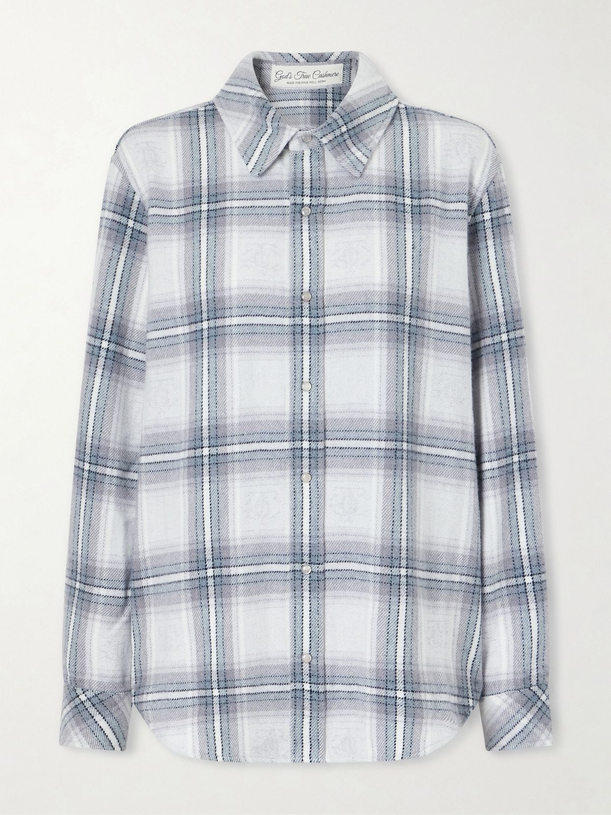 cloud light tartan cashmere shirt