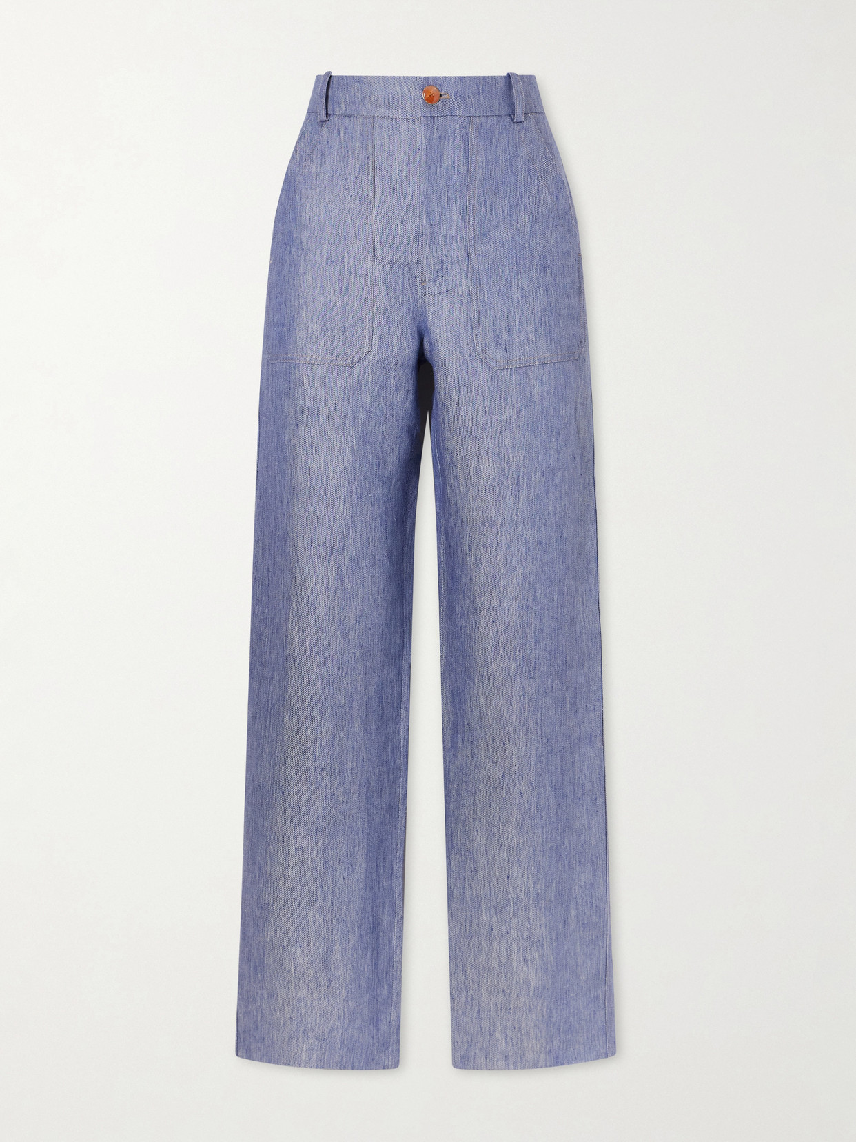 God's True Cashmere Linen-denim Straight-leg Trousers In Multi