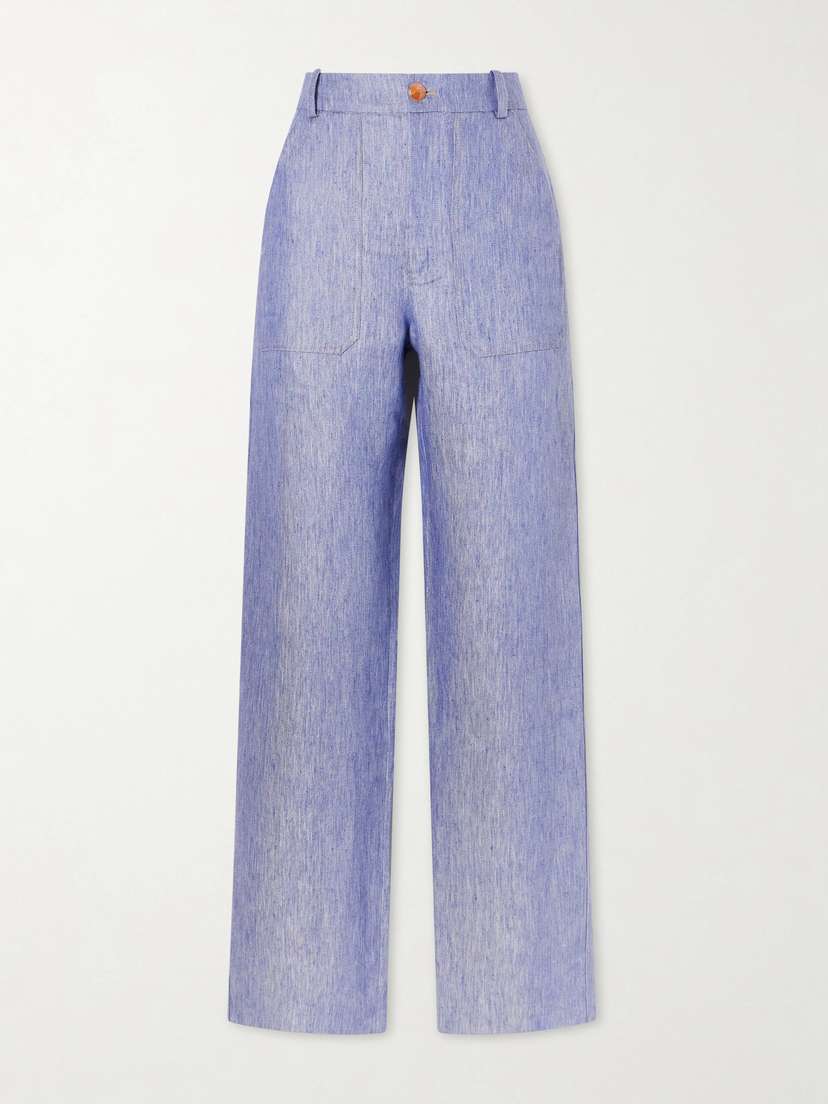 God’s True Cashmere Linen-denim Straight-leg Trousers