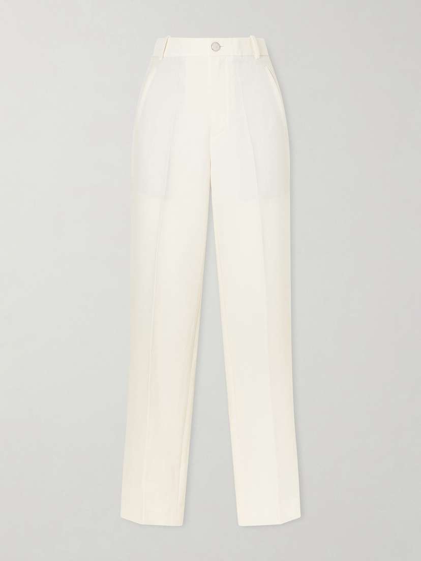 God’s True Cashmere Solid Linen Straight-leg Pants