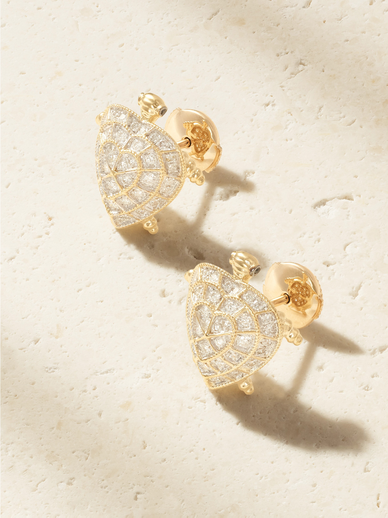 Yvonne Léon Tortue Coeur 9-karat Gold Diamond Earrings In Pattern