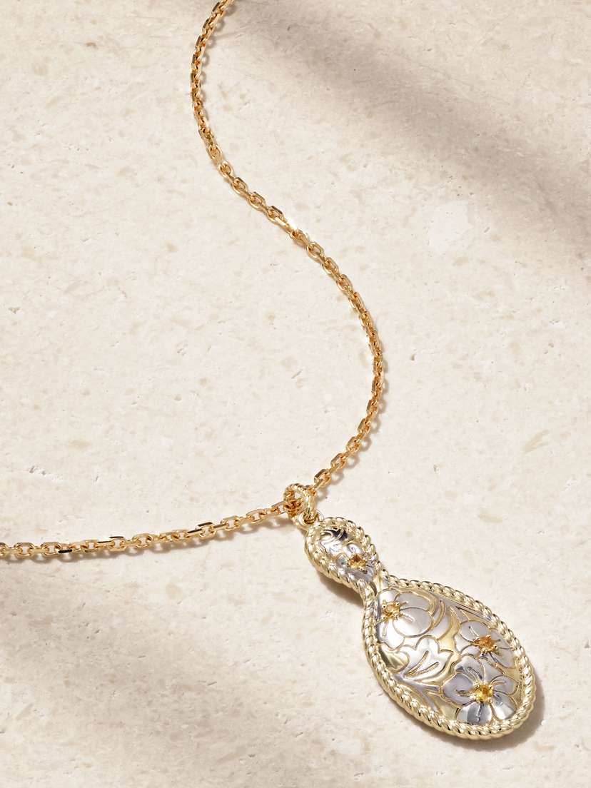 Yvonne Léon Joli Miroir 18-karat Yellow And White Gold Citrine Necklace