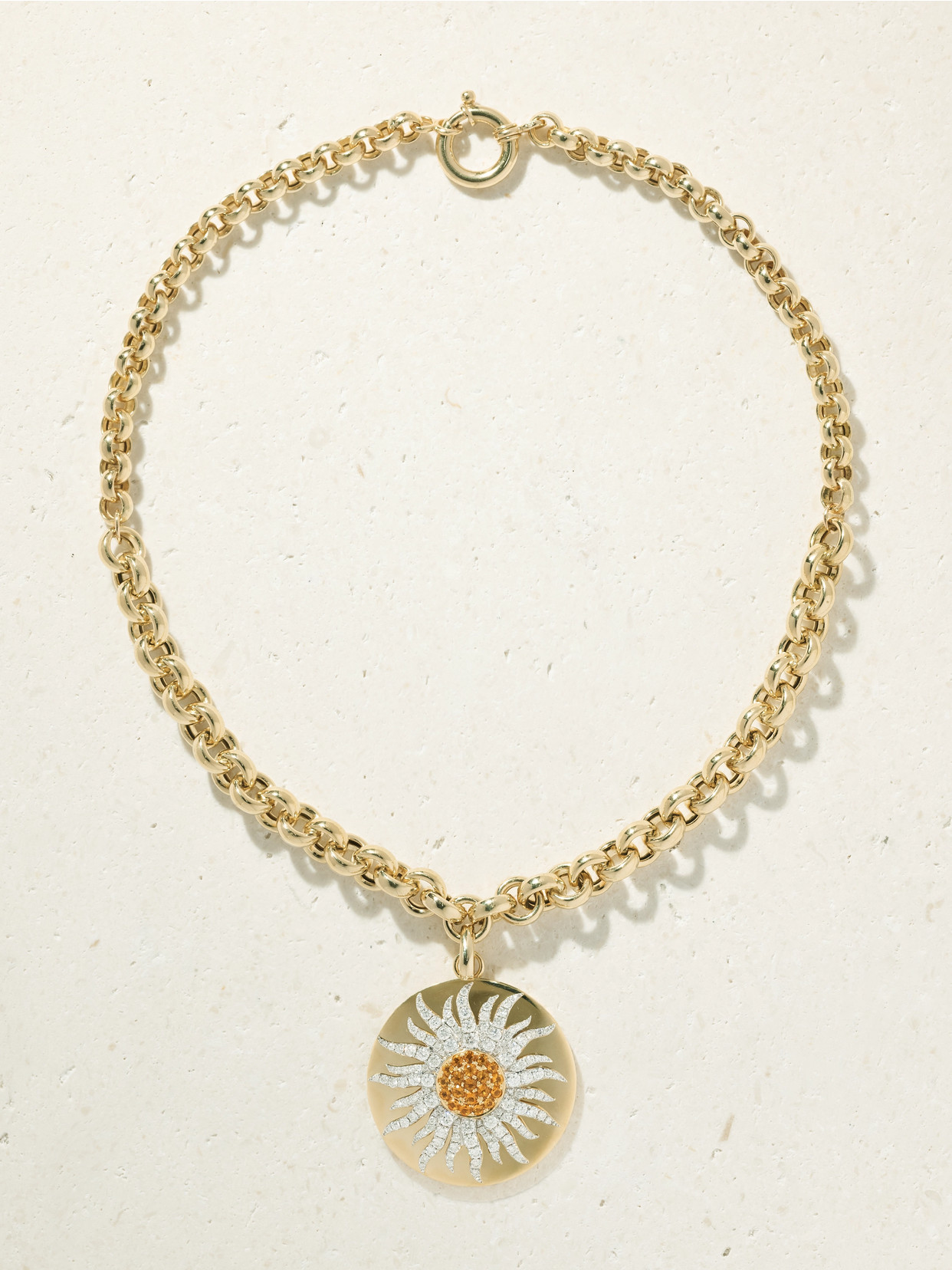 Yvonne Léon Roi Soleil 18-karat Gold, Diamond And Citrine Necklace