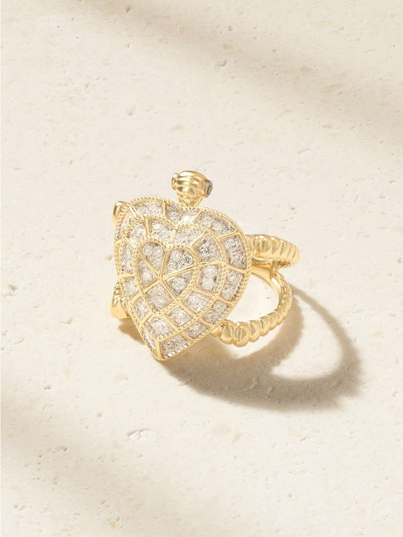 Yvonne Léon Bague Tortue Coeur 9-karat Gold Diamond Ring