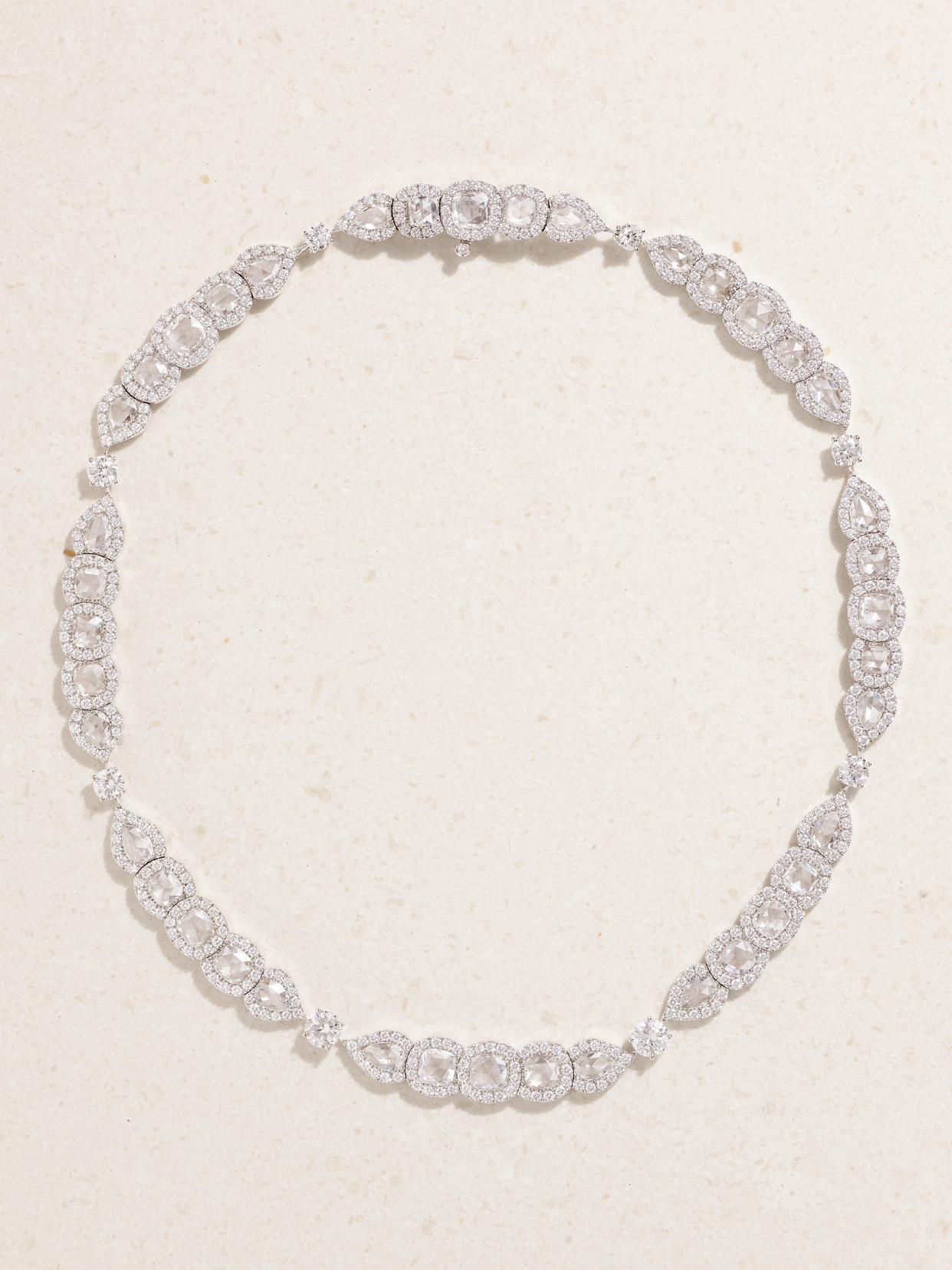 David Morris 18-karat White Gold Diamond Necklace In Green