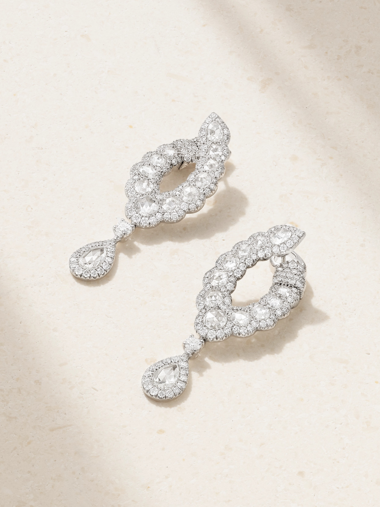 David Morris Mandorla 18-karat White Gold Diamond Hoop Earrings In Metallic
