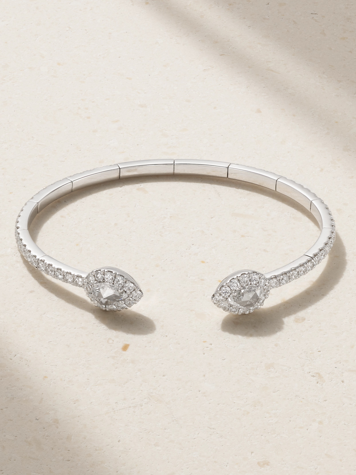 David Morris 18-karat White Gold Diamond Cuff In Metallic