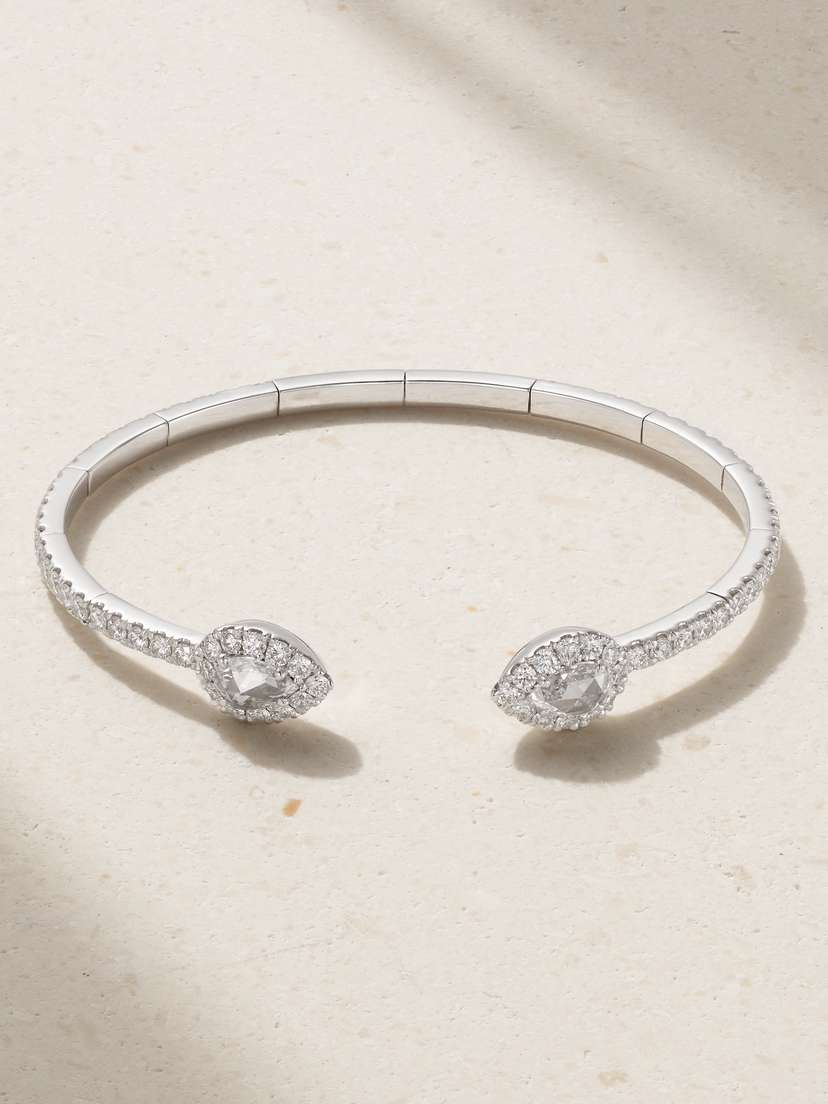 David Morris 18-karat White Gold Diamond Cuff