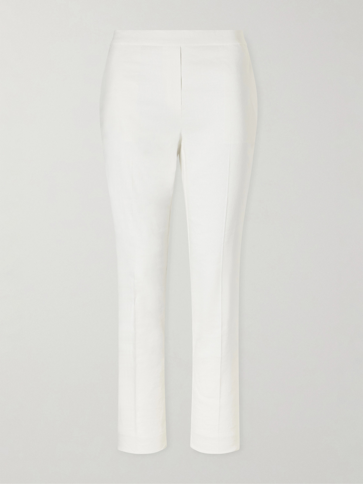 Theory Treeca Linen-blend Skinny-leg Pants In Gray