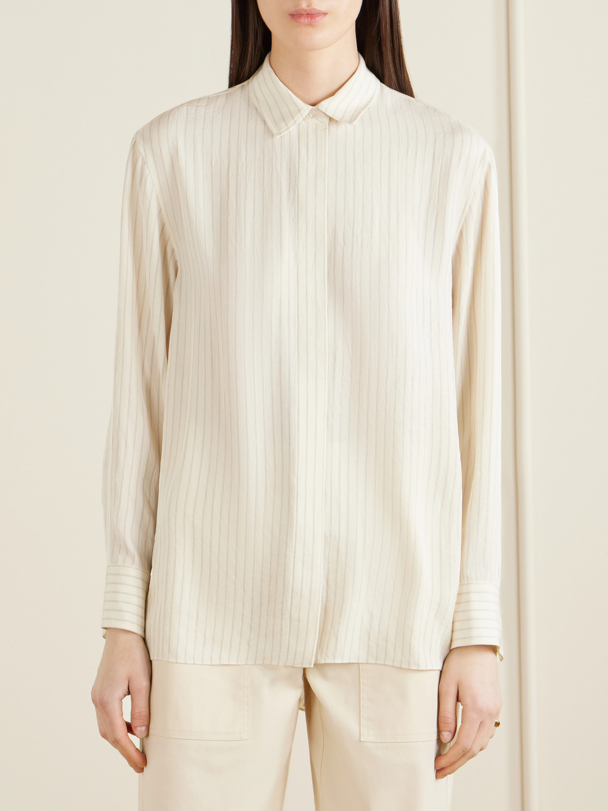 Hi Lo Flou Striped Shirt
