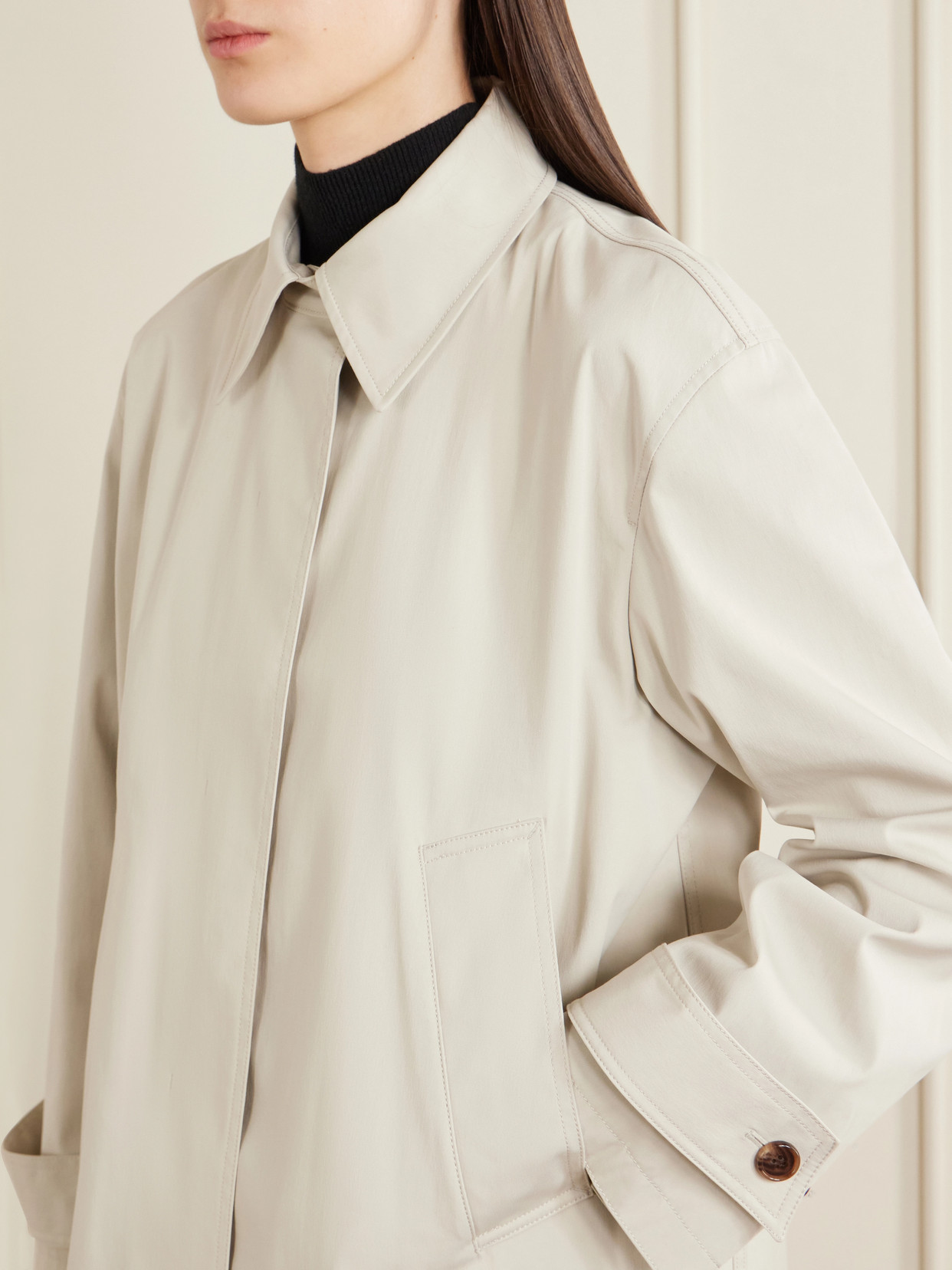 Theory Women's Sleek Cotton A-line Trench Coat In Neutral