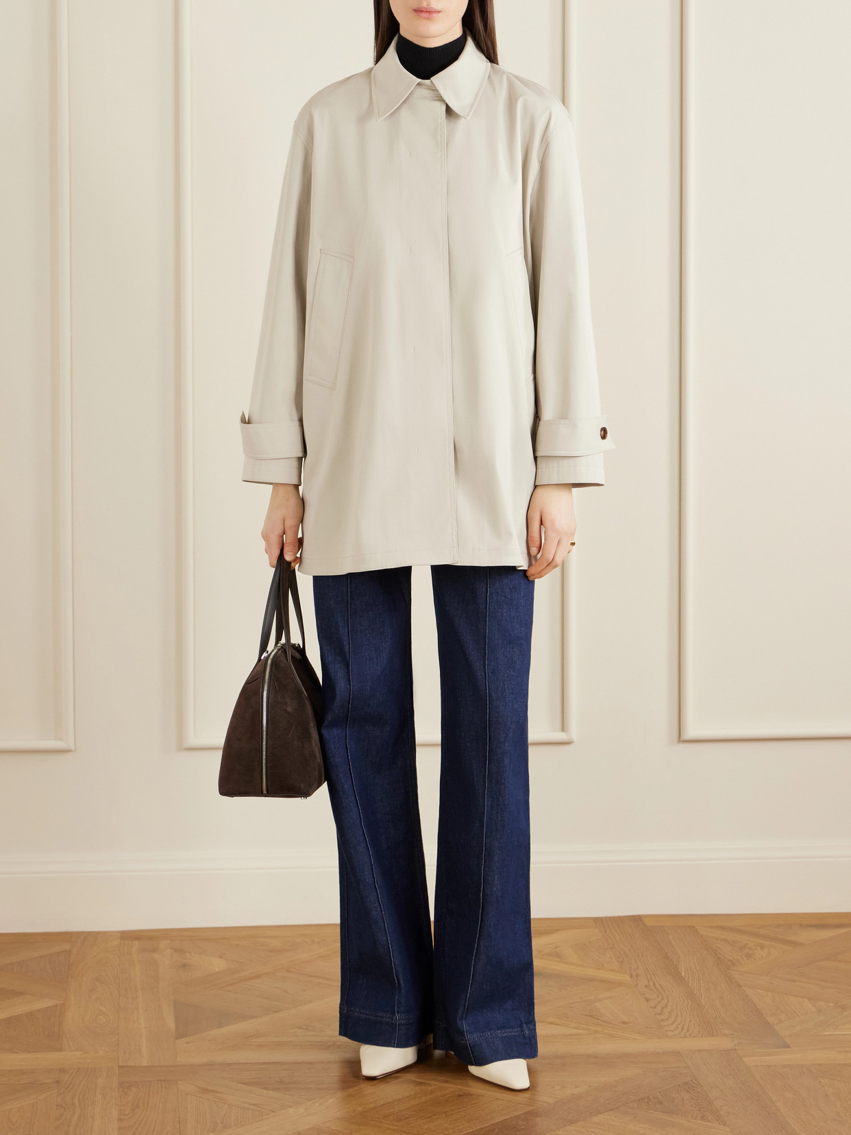 Theory Women's Sleek Cotton A-line Trench Coat In Neutral