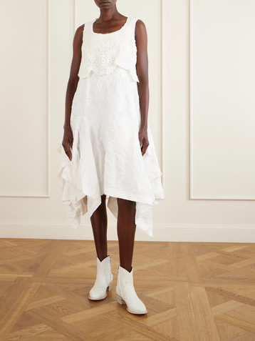 COMME DES GARÇONS Crochet-trimmed cloqué midi dress