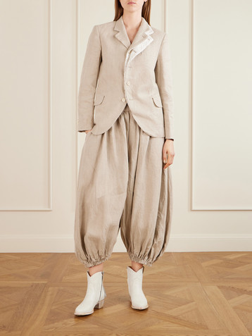 COMME DES GARÇONS Crochet-trimmed herringbone linen blazer